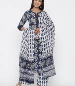 Blue printed cotton kurta-sets