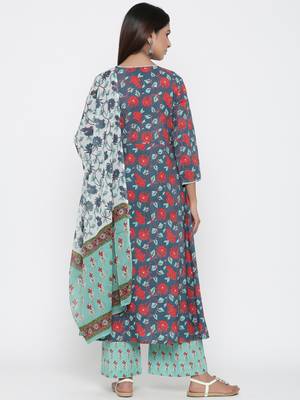 Green printed cotton kurta-sets 5