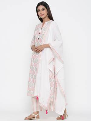 Off white printed cotton kurta-sets 3