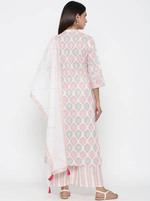 Off white printed cotton kurta-sets 5