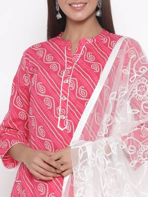 Pink embroidered cotton palazzo-kurta 2