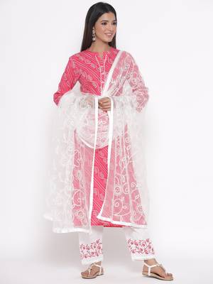 Pink embroidered cotton palazzo-kurta 3