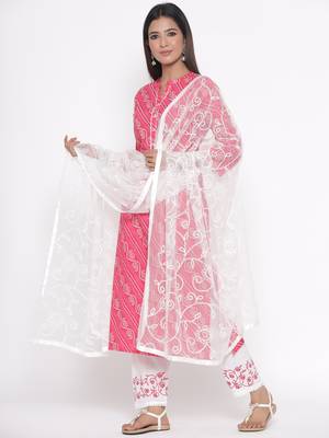 Pink embroidered cotton palazzo-kurta 1