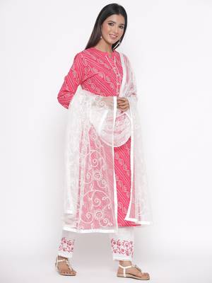 Pink embroidered cotton palazzo-kurta 4