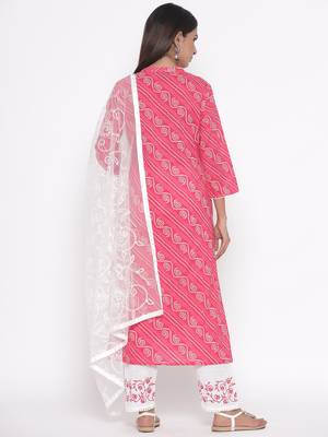 Pink embroidered cotton palazzo-kurta 5