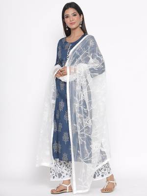 Blue printed cotton palazzo-kurta 4