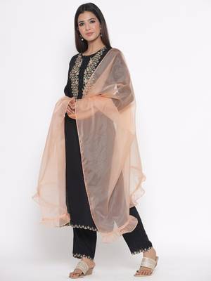 Black embroidered cotton palazzo-kurta 3