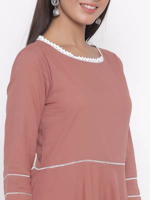 Brown printed cotton palazzo-kurta 2