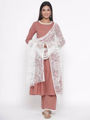 Brown printed cotton palazzo-kurta 1