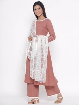Brown printed cotton palazzo-kurta 4