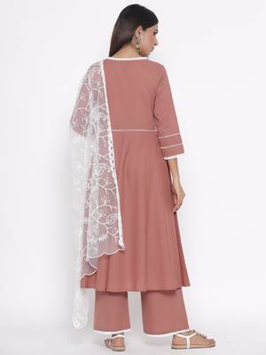 Brown printed cotton palazzo-kurta 5
