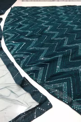 Bottle green 3mm sequins and Thread embroidered Georgette fabric lehenga choli