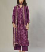 purple embroidered jacquard zari_work long-kurtis