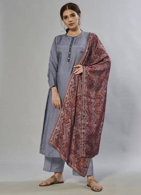 grey embroidered muslin zari_work long-kurtis 1