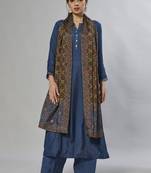 blue embroidered muslin zari_work long-kurtis