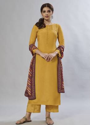 mustard embroidered muslin zari_work long-kurtis 1