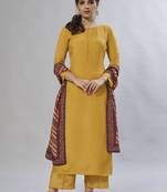 mustard embroidered muslin zari_work long-kurtis