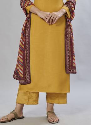 mustard embroidered muslin zari_work long-kurtis 3