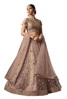 Bridal  Designer wear Ceremonial Heavy Resham Embroidery work Pink Lehenga Choli With Dupatta 10003 1