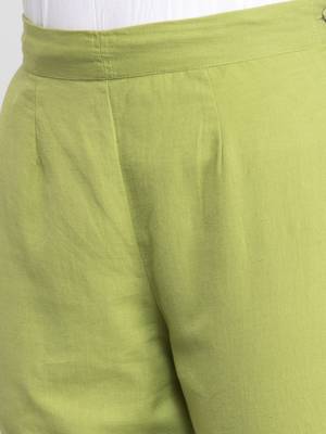 Green plain cotton trousers 4
