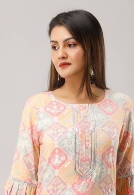Pink Colored Gota Work Rayon Kurta 2