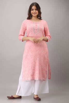  Tweet Pink Colored Foil Print Rayon Kurta 1