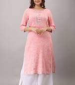  Tweet Pink Colored Foil Print Rayon Kurta