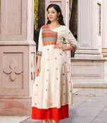 Off-White Colored Rayon Crepe Designer Kurta