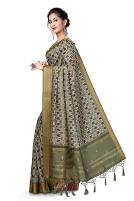 Multicolor Printed Art Silk Saree With Blouse 2
