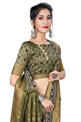 Multicolor Printed Art Silk Saree With Blouse 4