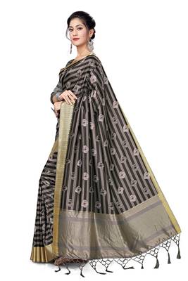 Multicolor Printed Tussar Silk Blend Saree With Blouse 2