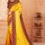 Yellow embroidered silk blend saree with blouse