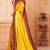 Yellow embroidered silk blend saree with blouse