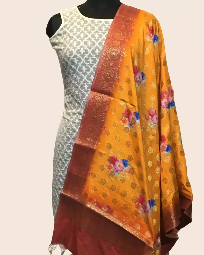 Banarasi kataan silk digital print dupatta