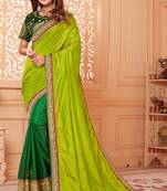 Multicolor embroidered silk blend saree with blouse