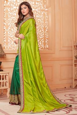 Multicolor embroidered silk blend saree with blouse 3
