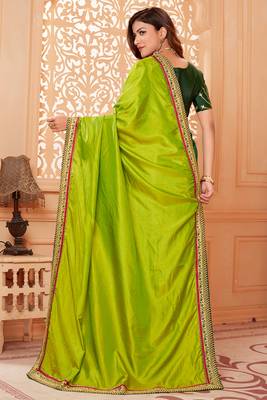 Multicolor embroidered silk blend saree with blouse 4