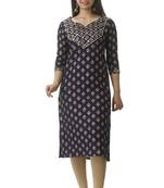 UseCart Rayon gold printed & Gotta Patii  kurta & kurti Navy Blue