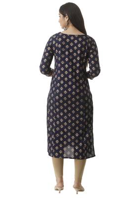 UseCart Rayon gold printed & Gotta Patii  kurta & kurti Navy Blue 3