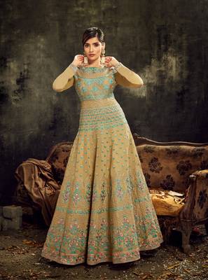 Mustard embroidered silk blend salwar 1
