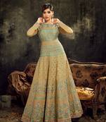 Mustard embroidered silk blend salwar