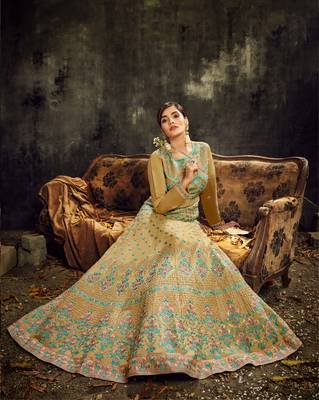 Mustard embroidered silk blend salwar 2