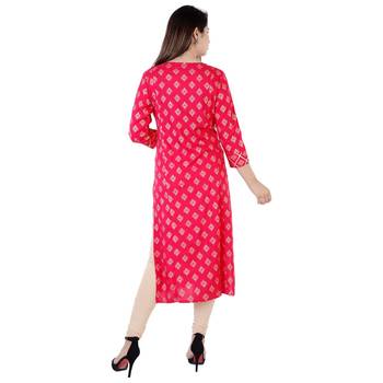 UseCart Rayon gold printed & Gotta Patti Work  kurta & kurti pink 2