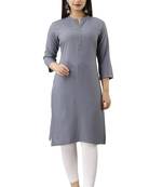 Mirraw Classiques Plain Grey Regular Rayon Stitched Kurtis