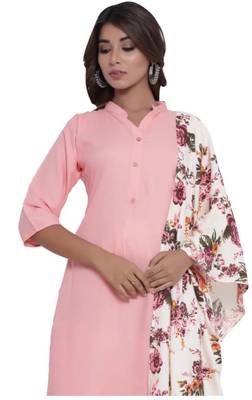 Letast Rayon Plain Kurta And Rayon Printed Palazzo With Rayon Dupatta Set 4