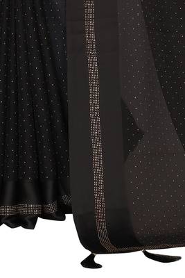 Black embroidered satin saree with blouse 4