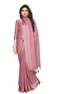 Purple embroidered satin saree with blouse 2