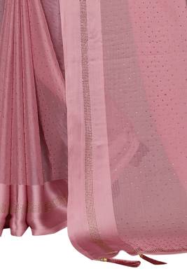 Purple embroidered satin saree with blouse 4