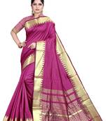 Purple woven silk blend saree with blouse