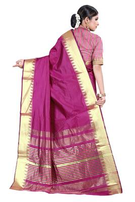 Purple woven silk blend saree with blouse 3